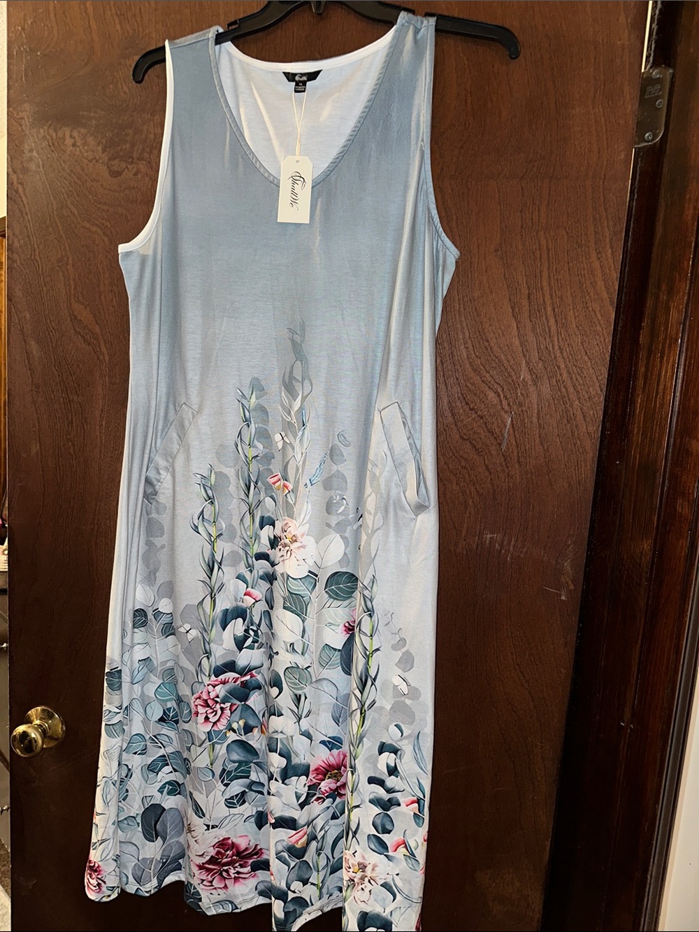 Light Blue Floral Maxi Dress XL ptp22